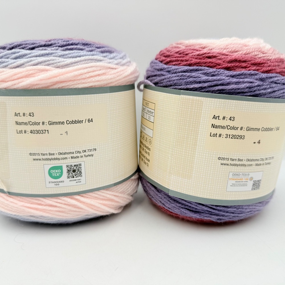 Lot of 2 Yarn Bee Sugarwheel Gimme Cobbler 64 Medium Acrylic Yarn 710 Yards - Picture 2 of 3